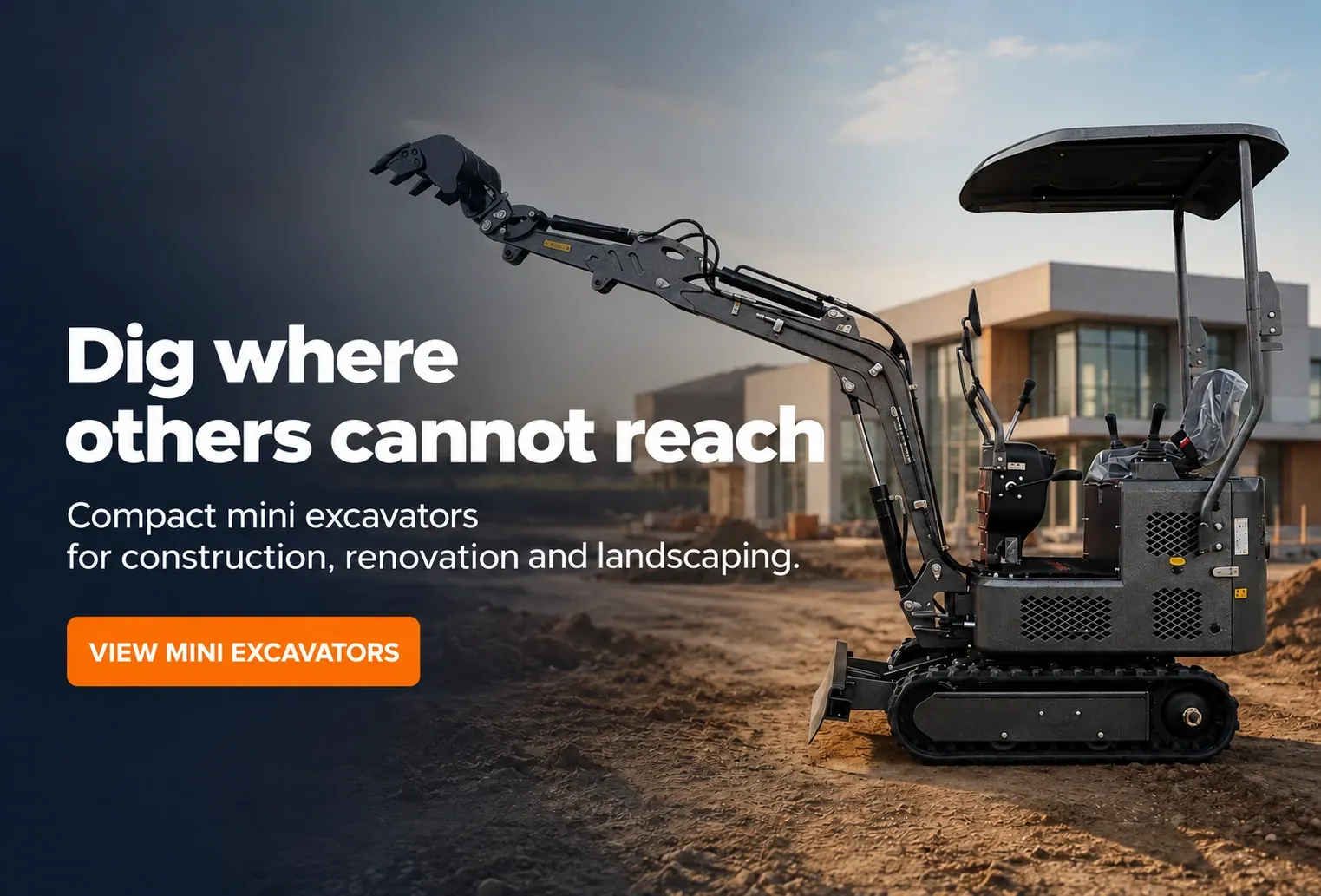 Graben, wo andere nicht hinkommen Graben, wo andere nicht hinkommen. Kompakte Minibagger für Bau, Renovierung und Landschaftsbau.