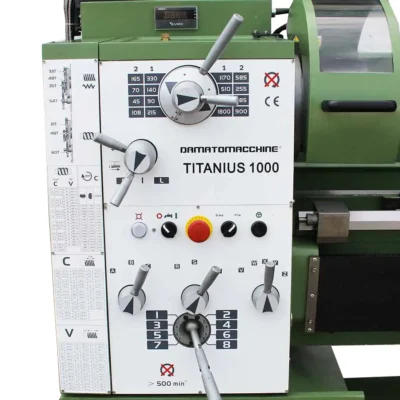 Torno Damatomacchine Titanius 1000 DRO detalle caja Norton y mandos