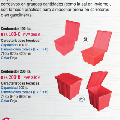 Contenedor con tapa color rojo 100 lts - Novodinámica Ref. 100-C