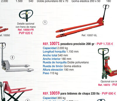 Transpaleta uñas 1.150 x 540 mm con freno - Novodinámica Ref. 10050-FR