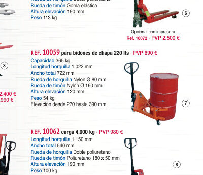 Transpaleta bidones - Novodinámica Ref. 10059