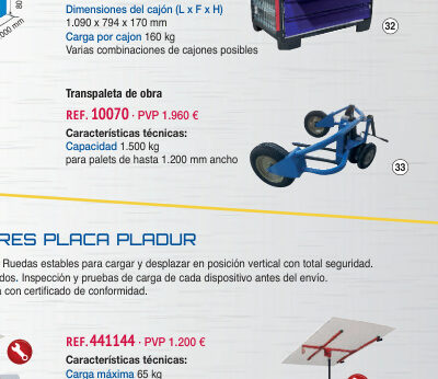 Transpaleta de obra 1.500 kg -Ref. 10070