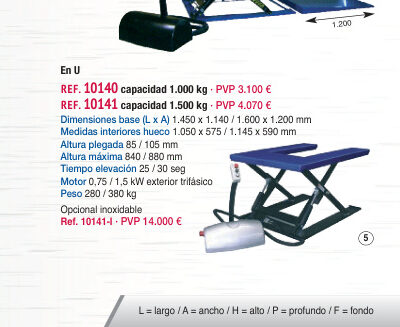 Mesa en U 1.500 kg - Novodinámica Ref. 10141
