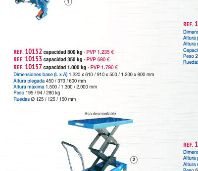 Mesa elevadora manual 800 kg - Novodinámica Ref. 10152