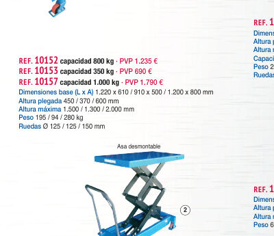 Mesa elevadora manual 350 kg - Novodinámica Ref. 10153