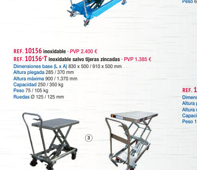 Mesa elevadora manual inox. 200 kg - Novodinámica Ref. 10156