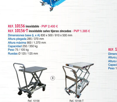 Mesa elevadora manual inox. 350 kg - Novodinámica Ref. 10156-T