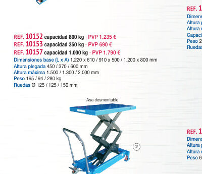 Mesa elevadora manual 1.000 kg a 2.000 mm - Novodinámica Ref. 10157