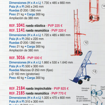Carro frutero pala ruedas neumáticas - Novodinámica Ref. 1141