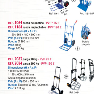 Carro reparto plegable, rueda impinchable - Novodinámica Ref. 1164
