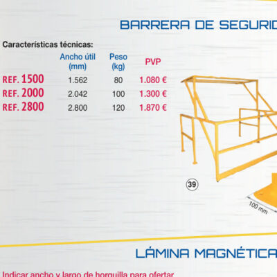 Barrera de seguridad ancho 1.562 mm - Novodinámica Ref. 1500