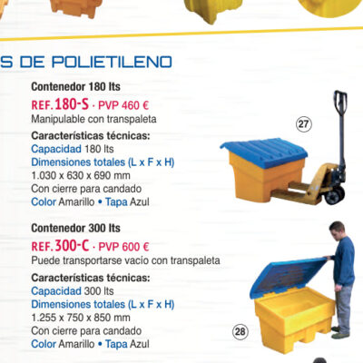 Contenedor con tapa y entrada de uñas 180 lts - Novodinámica Ref. 180-S