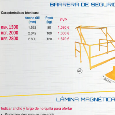 Barrera de seguridad ancho 2.042 mm - Novodinámica Ref. 2000