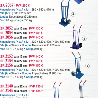 Carro almacén pala fija 150 mm, rueda neumática - Novodinámica Ref. 2052