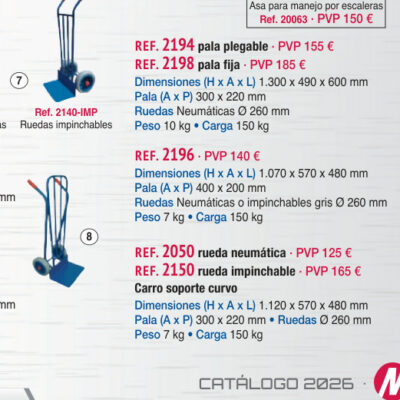 Carro almacén pala fija 220 mm, rueda impinchable - Novodinámica Ref. 2140-IMP