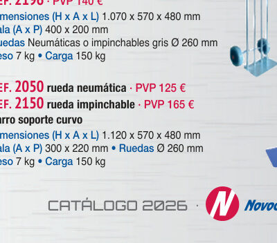 Carro almacén curvo, rueda impinchable - Novodinámica Ref. 2150