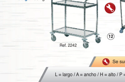 Carro 2 bandejas inox. 710 x 400 mm - Novodinámica Ref. 2242