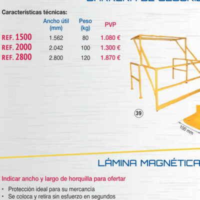 Barrera de seguridad ancho 2.800 mm - Novodinámica Ref. 2800