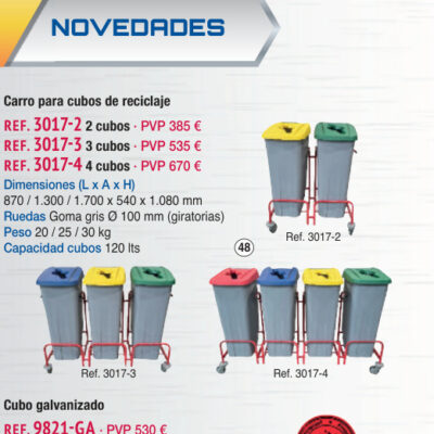 Carro reciclaje 2 cubos - Novodinámica Ref. 3017-2