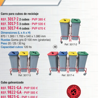 Carro reciclaje 4 cubos - Novodinámica Ref. 3017-4