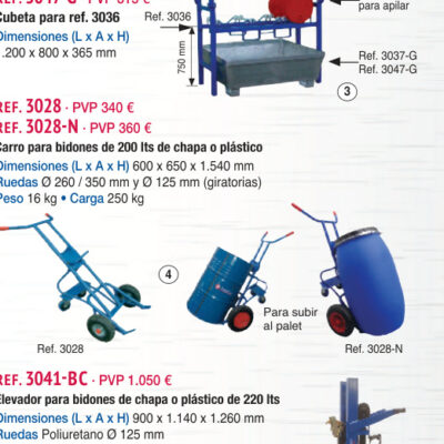 Carro 1 bidón 4 ruedas para subir a palet - Novodinámica Ref. 3028-N