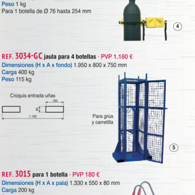 Jaula 4 botellas grúa y carretilla - Novodinámica Ref. 3034-GC