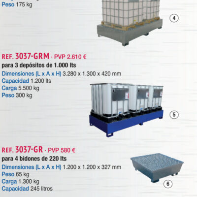 Cubeta pintada 3 depósitos 1.000 lts - Novodinámica Ref. 3037-GRM