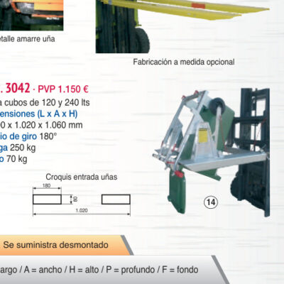Implemento volcador cubos - Novodinámica Ref. 3042