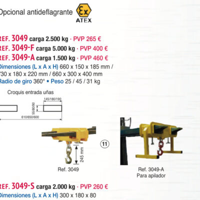 Implemento gancho cargador para apilador - Novodinámica Ref. 3049-A