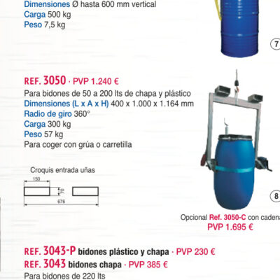 Implemento bidón grúa y carretilla - Novodinámica Ref. 3050