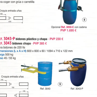 Implemento bidón grúa y carretilla con cadena - Novodinámica Ref. 3050-C