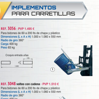 Implemento volteo 1 bidón 360° frontal - Novodinámica Ref. 3056