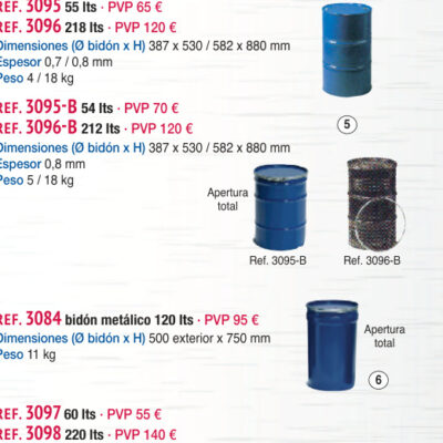 Bidón chapa 216 lts apertura total - Novodinámica Ref. 3096-B