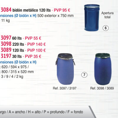 Bidón plástico 60 lts - Novodinámica Ref. 3097