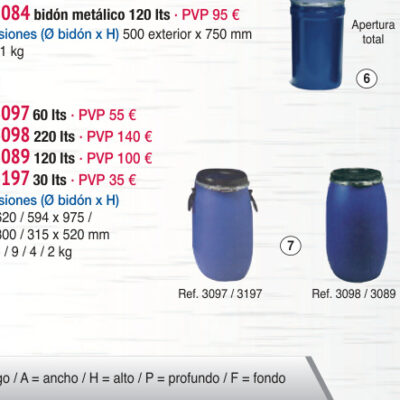 Bidón plástico 220 lts - Novodinámica Ref. 3098