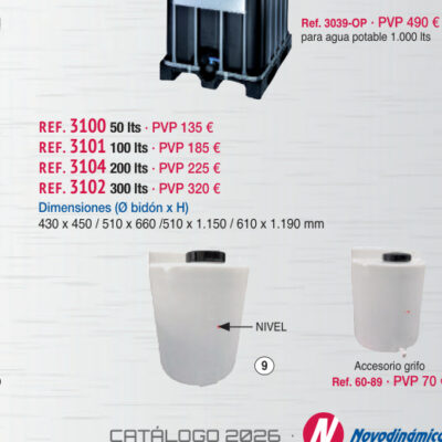 Depósito plástico 50 lts - Novodinámica Ref. 3100