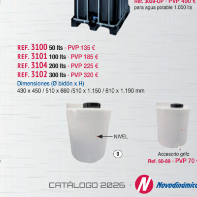 Depósito plástico 100 lts - Novodinámica Ref. 3101
