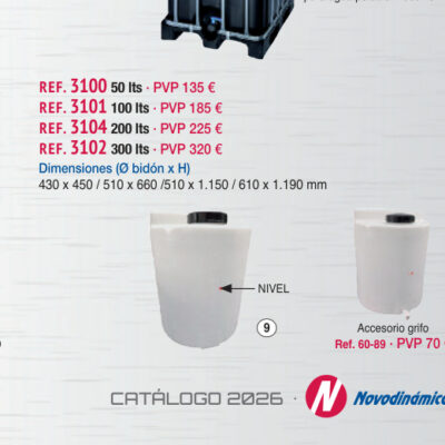 Depósito plástico 200 lts - Novodinámica Ref. 3104