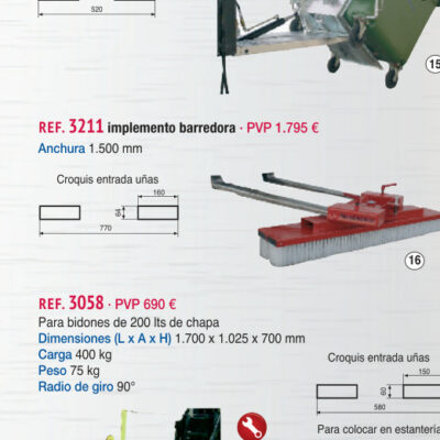 Barredora ancho 1.500 mm - Novodinámica Ref. 3211
