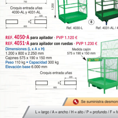 Jaula subepersonas para apilador - Novodinámica Ref. 4030-A