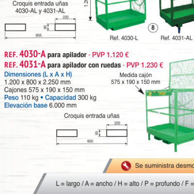 Jaula subepersonas p/ apilador con ruedas - Novodinámica Ref. 4031-A
