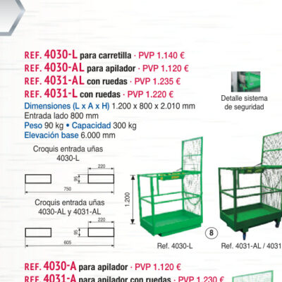 Jaula subepersonas p/ apilador lateral con ruedas - Novodinámica Ref. 4031-AL