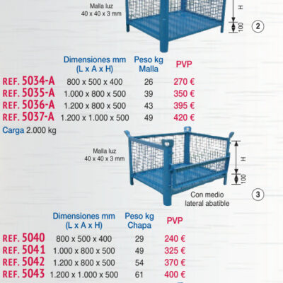 Cestón malla 800 x 500 mm lateral abatible - Novodinámica Ref. 5034-A
