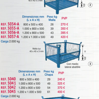 Cestón malla 1.000 x 800 mm lateral abatible - Novodinámica Ref. 5035-A