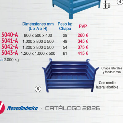Cestón chapa 1.000 x 800 mm lateral abatible - Novodinámica Ref. 5041-A