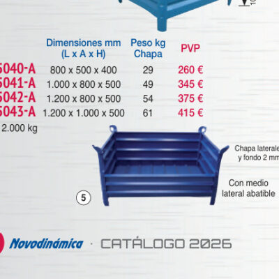 Cestón chapa 1.200 x 800 mm lateral abatible - Novodinámica Ref. 5042-A