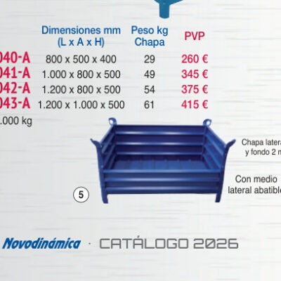 Cestón chapa 1.200 x 1.000 mm lateral abatible - Novodinámica Ref. 5043-A