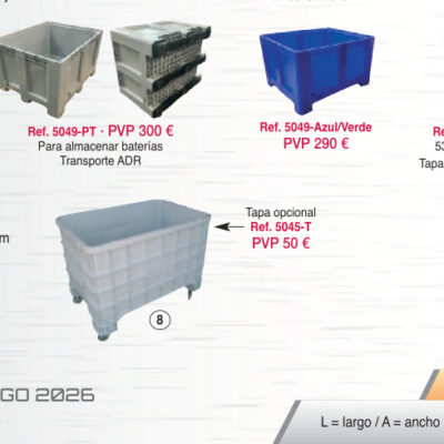 Contenedor liso con patines gris - Novodinámica Ref. 5049-PT