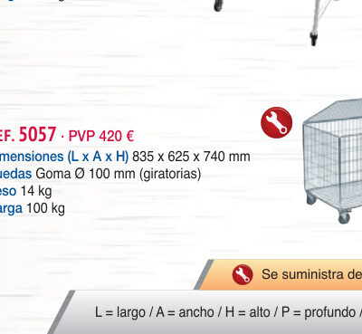 Cestón malla con tapa y ruedas - Novodinámica Ref. 5057