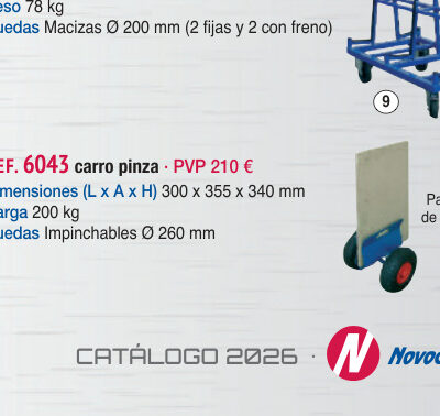 Carro con pinza para tableros 2 ruedas - Novodinámica Ref. 6043